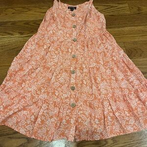 Art Class Peach and White Floral Kids Dress